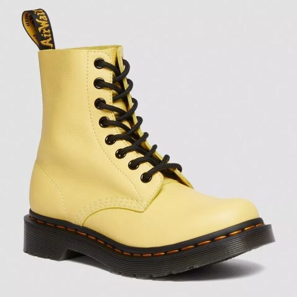 🩵NIB Dr. Martens Lemon Yellow Pascal Virginia Leather 1460 Boots Size 11 - Picture 15 of 15